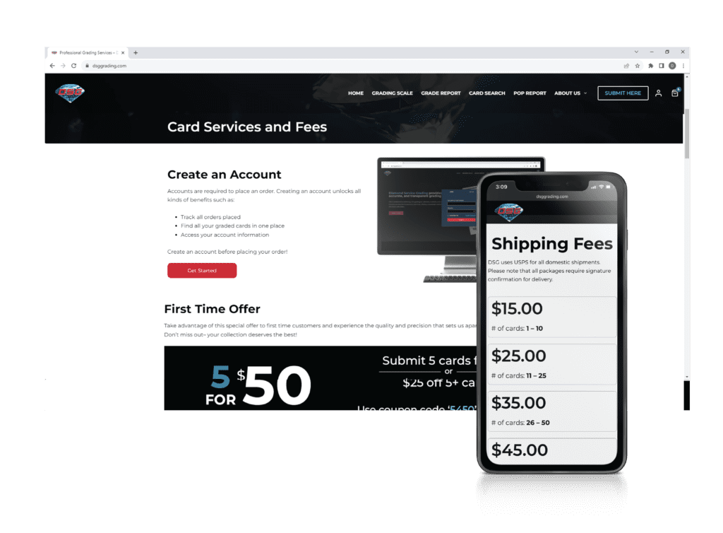 DSGGrading website modernization screenshot with desktop and mobile presentation